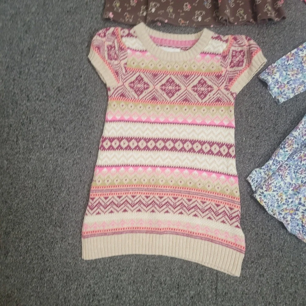 Gymboree Old Navy H&M 2T Dress Lot Girls 4pc Floral Striped Fair Isle Knit